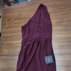 Lulu's Women's Cocktail Club One Shoulder Midi Burgundy Dress Sz XS (0) NWT